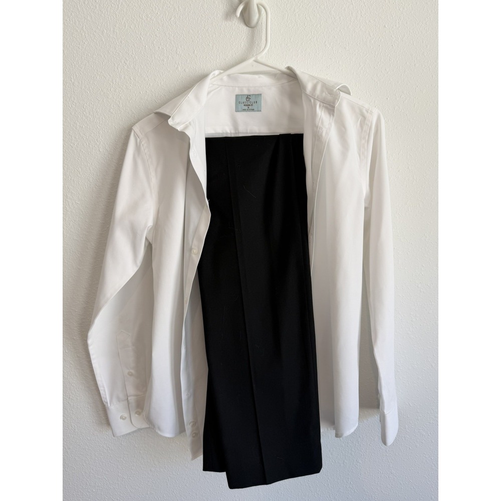 Class Club Boys White Button Down Shirt and Black Pants Set Size 14 Formal